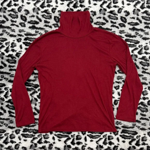 Red Turtleneck Long Sleeve Top - Picture 1 of 4